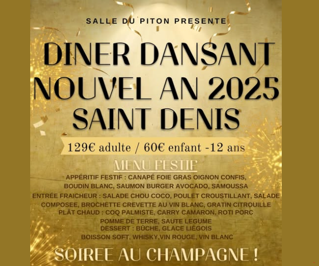 DÎNER DANSANT - NOUVEL AN 2025 SAINT DENIS