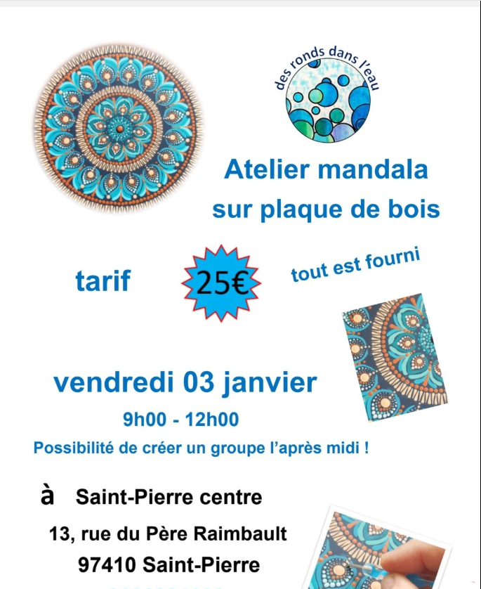 Atelier mandala sur plaque de bois